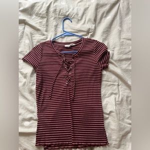 Maroon striped top